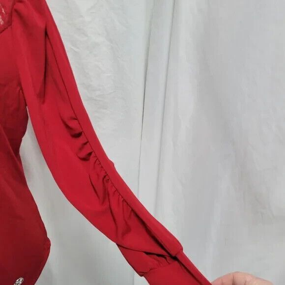 Adrienne Vittadini red long sleeve dressy blouse, size M New with Tags - Picture 4 of 9